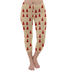 Red Christmas Tree Brown Capri Winter Leggings  by TetiBright