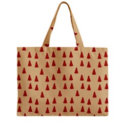 Red Christmas Tree Brown Zipper Mini Tote Bag