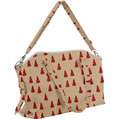 Red Christmas Tree Brown Canvas Crossbody Bag by TetiBright