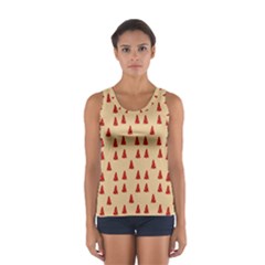 Red Christmas Tree Brown Sport Tank Top  by TetiBright