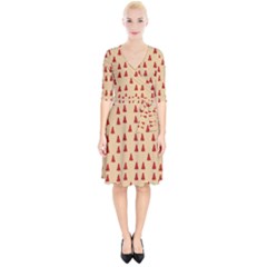 Red Christmas Tree Brown Wrap Up Cocktail Dress by TetiBright