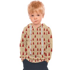 Red Christmas Tree Brown Kids  Overhead Hoodie