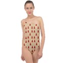 Red Christmas Tree Brown Classic One Shoulder Swimsuit View1