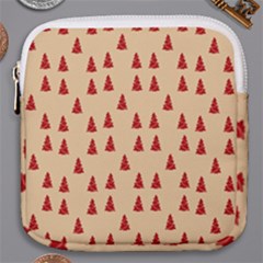 Red Christmas Tree Brown Mini Square Pouch