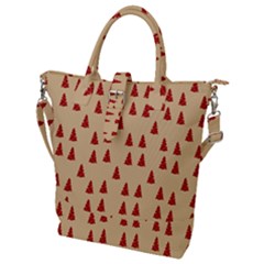 Red Christmas Tree Brown Buckle Top Tote Bag