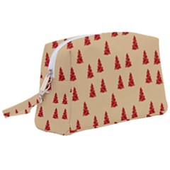 Red Christmas Tree Brown Wristlet Pouch Bag (large) by TetiBright