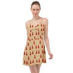 Red Christmas Tree Brown Summer Time Chiffon Dress