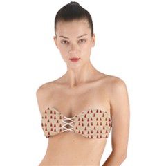 Red Christmas Tree Brown Twist Bandeau Bikini Top