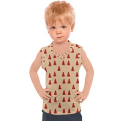 Red Christmas Tree Brown Kids  Sport Tank Top