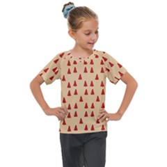 Red Christmas Tree Brown Kids  Mesh Piece Tee