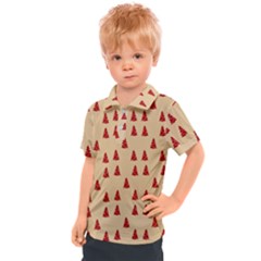 Red Christmas Tree Brown Kids  Polo Tee