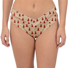 Red Christmas Tree Brown Double Strap Halter Bikini Bottom