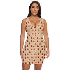 Red Christmas Tree Brown Draped Bodycon Dress by TetiBright