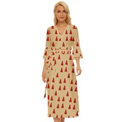 Red Christmas Tree Brown Midsummer Wrap Dress