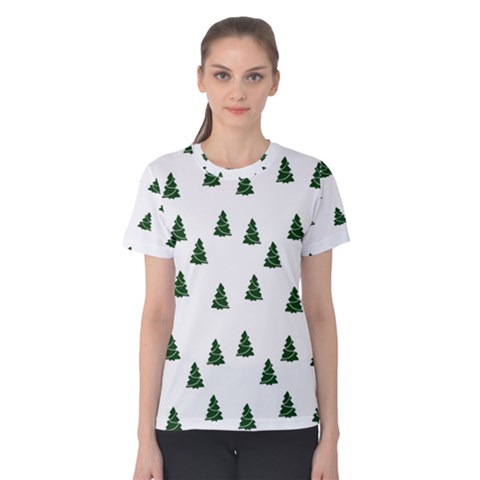 Green Christmas Trees White Women s Cotton Tee by TetiBright