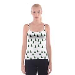 Green Christmas Trees White Spaghetti Strap Top by TetiBright