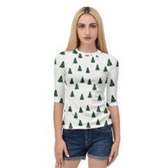 Green Christmas Trees White Quarter Sleeve Raglan Tee