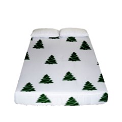 Green Christmas Trees White Fitted Sheet (full/ Double Size)