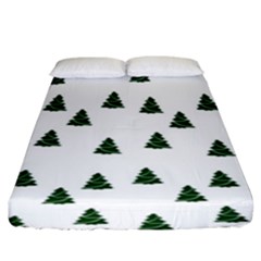 Green Christmas Trees White Fitted Sheet (king Size)