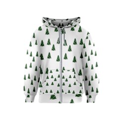 Green Christmas Trees White Kids  Zipper Hoodie