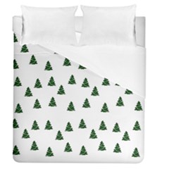 Green Christmas Trees White Duvet Cover (queen Size)