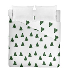 Green Christmas Trees White Duvet Cover Double Side (full/ Double Size) by TetiBright