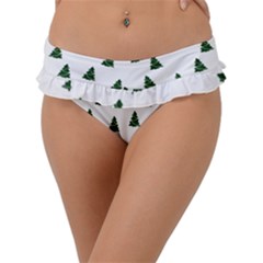 Green Christmas Trees White Frill Bikini Bottom