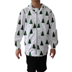 Green Christmas Trees White Kids  Hooded Windbreaker