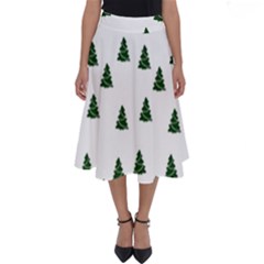 Green Christmas Trees White Perfect Length Midi Skirt