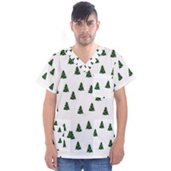 Green Christmas Trees White Men s V-neck Scrub Top