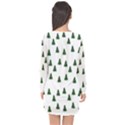 Green Christmas Trees White Long Sleeve Chiffon Shift Dress  View2