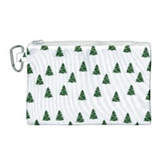 Green Christmas Trees White Canvas Cosmetic Bag (large)