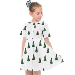 Green Christmas Trees White Kids  Sailor Dress