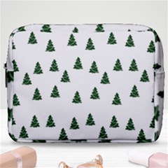 Green Christmas Trees White Make Up Pouch (large)