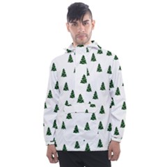 Green Christmas Trees White Men s Front Pocket Pullover Windbreaker