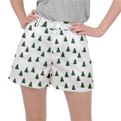 Green Christmas Trees White Ripstop Shorts