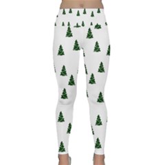 Green Christmas Trees White Lightweight Velour Classic Yoga Leggings