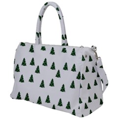 Green Christmas Trees White Duffel Travel Bag