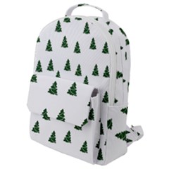 Green Christmas Trees White Flap Pocket Backpack (small)