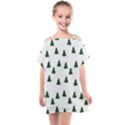 Green Christmas Trees White Kids  One Piece Chiffon Dress View1