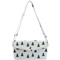 Green Christmas Trees White Removable Strap Clutch Bag