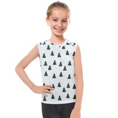 Green Christmas Trees White Kids  Mesh Tank Top