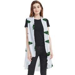 Green Christmas Trees White Sleeveless Chiffon Waistcoat Shirt