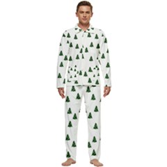 Green Christmas Trees White Men s Long Sleeve Velvet Pocket Pajamas Set