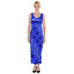 Abstract Tech Modern Pattern Fitted Maxi Dress by dflcprintsclothing