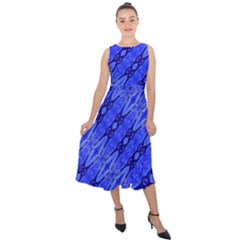 Abstract Tech Modern Pattern Midi Tie-back Chiffon Dress by dflcprintsclothing