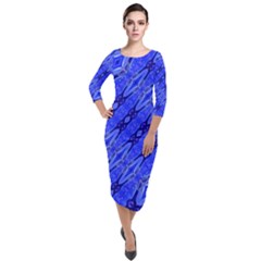 Abstract Tech Modern Pattern Quarter Sleeve Midi Velour Bodycon Dress by dflcprintsclothing