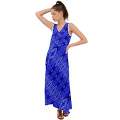 Abstract Tech Modern Pattern V-neck Chiffon Maxi Dress by dflcprintsclothing