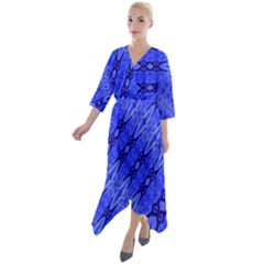 Abstract Tech Modern Pattern Quarter Sleeve Wrap Front Maxi Dress by dflcprintsclothing