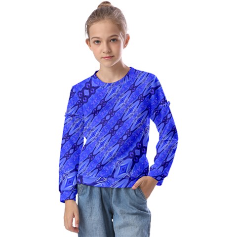 Abstract Tech Modern Pattern Kids  Long Sleeve Tee With Frill  by dflcprintsclothing